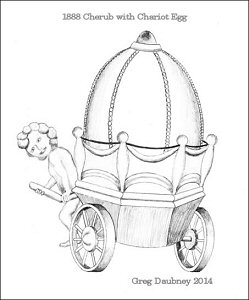 1888 Cherub with Chariot Egg Drawing
